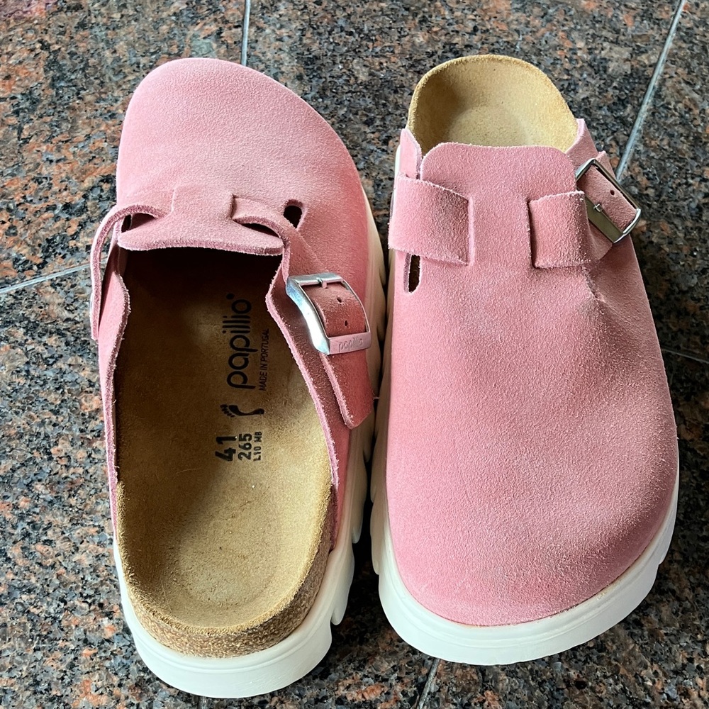 Papillio Blush Suede Slip-On Clogs